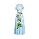 Oscar de la Renta Chiné Cyclamen Cotton Poplin Dress - Oscar de la Renta Dresses - American Couture - Shop at Luxury Shoes 