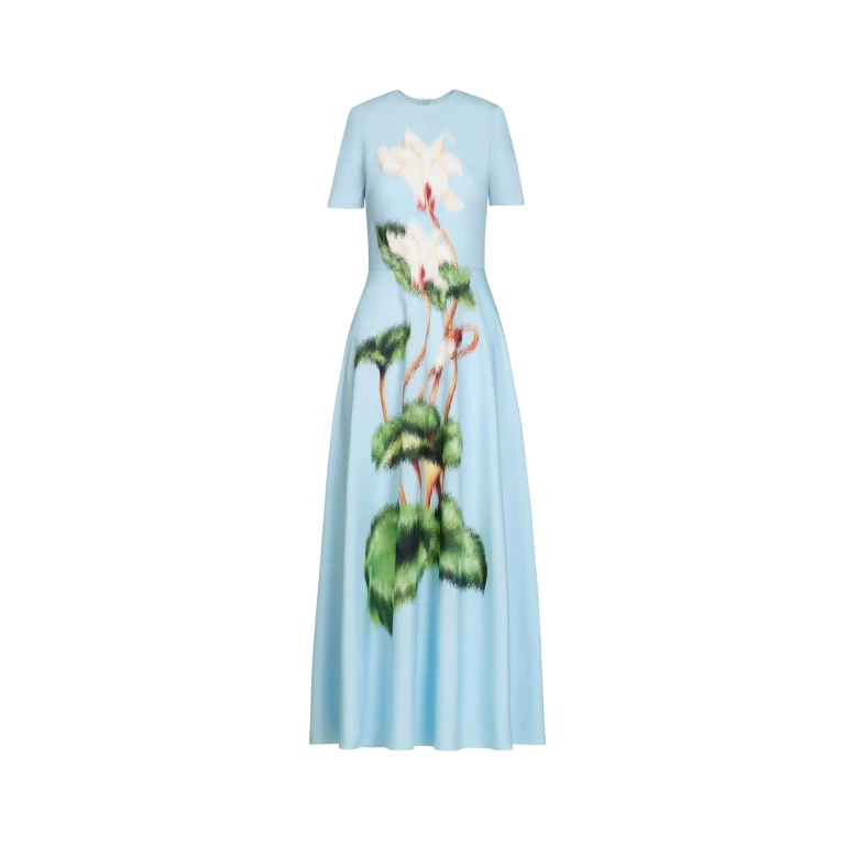 Oscar de la Renta Chiné Cyclamen Cotton Poplin Dress - Oscar de la Renta Dresses - American Couture - Shop at Luxury Shoes 