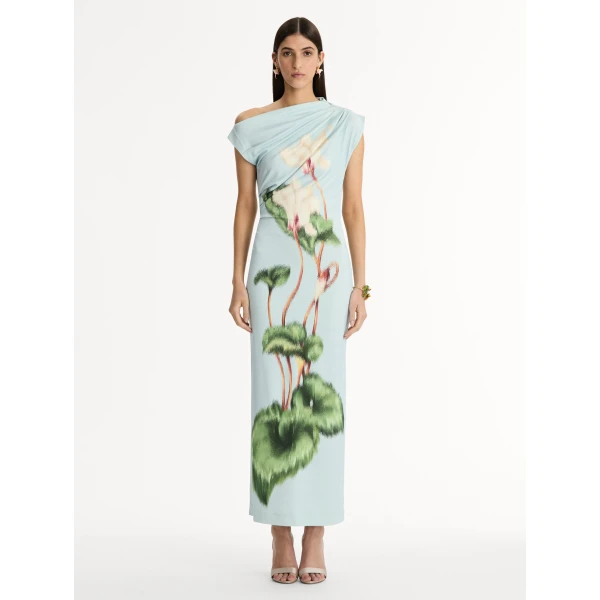 Oscar de la Renta Chiné Cyclamen Jersey Dress - Oscar de la Renta Dresses - American Couture - Shop at Luxury Shoes 
