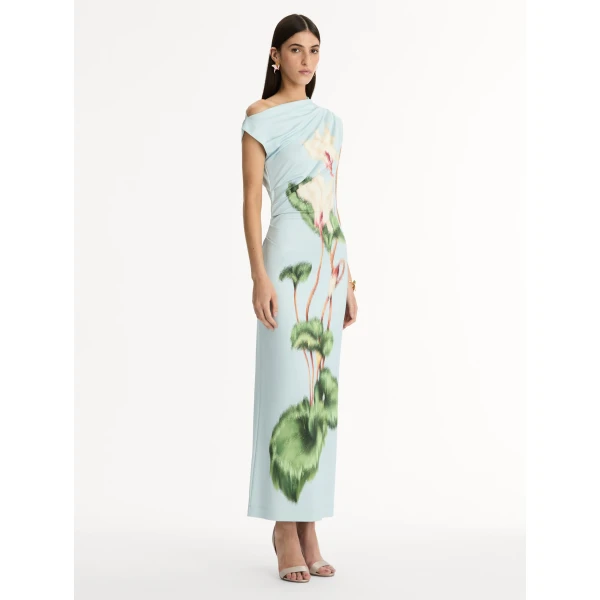 Oscar de la Renta Chiné Cyclamen Jersey Dress - Oscar de la Renta Dresses - American Couture - Shop at Luxury Shoes 