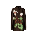 Oscar de la Renta Chiné Cyclamen Silk Mikado Blouse - Oscar de la Renta Tops - American Couture - Shop at Luxury Shoes 