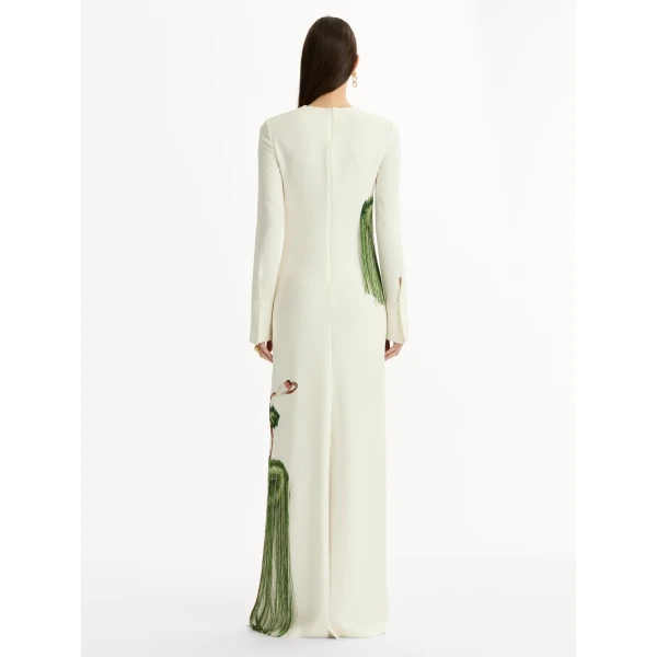 Oscar de la Renta Chiné Cyclamen Threadwork Fringe Caftan - Oscar de la Renta Dresses - American Couture - Shop at Luxury Shoes 
