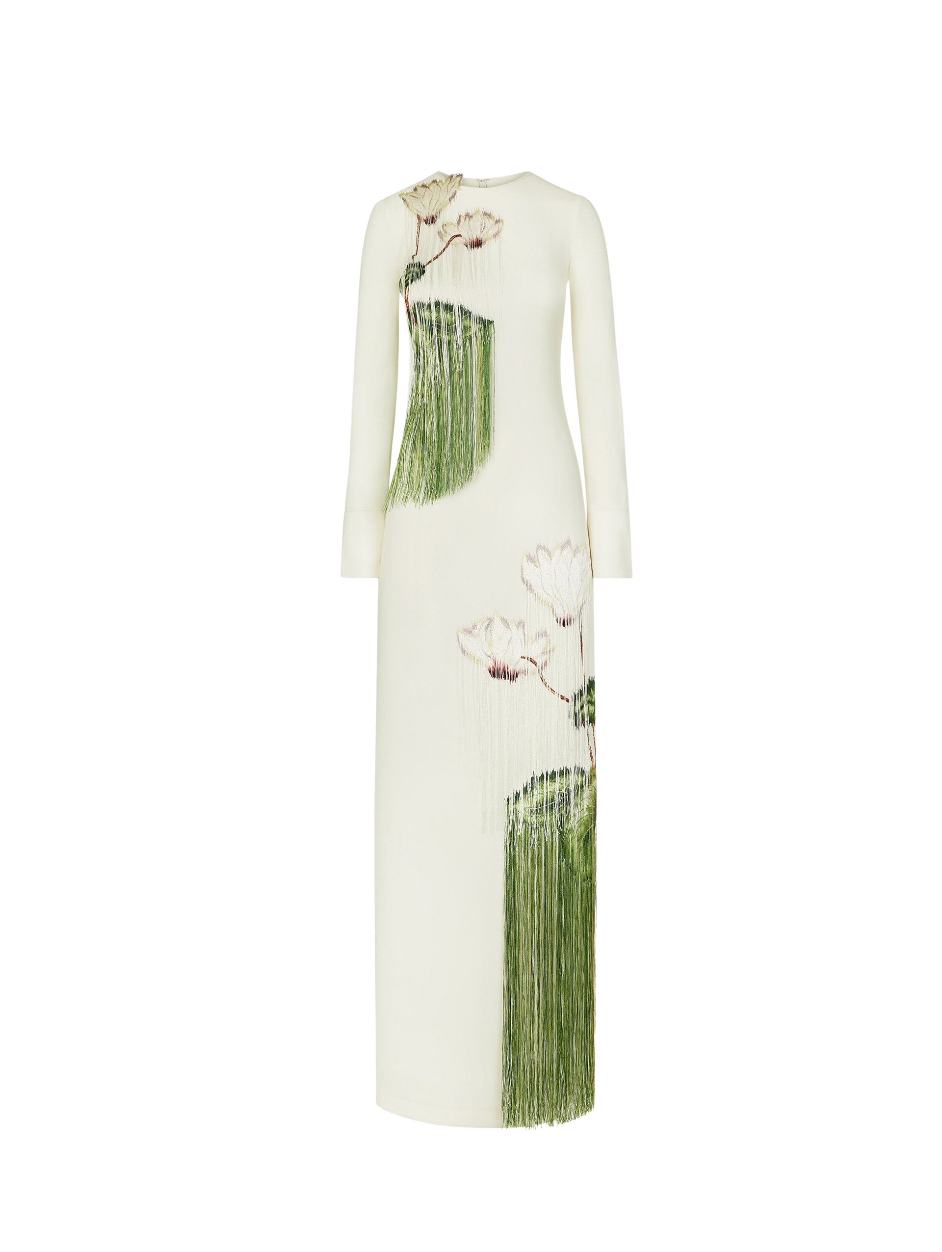 Oscar de la Renta Chiné Cyclamen Threadwork Fringe Caftan - Oscar de la Renta Dresses - American Couture - Shop at Luxury Shoes 