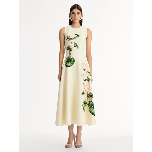 Oscar de la Renta Chiné Cyclamen Wool Dress - Oscar de la Renta Dresses - American Couture - Shop at Luxury Shoes 