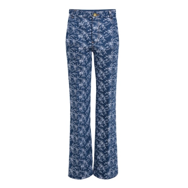 Giambattista Valli Chinoiserie Embroidered Blue Denim Trousers - Giambattista Valli Pants - Romantic Couture - Shop at Luxury Shoes 