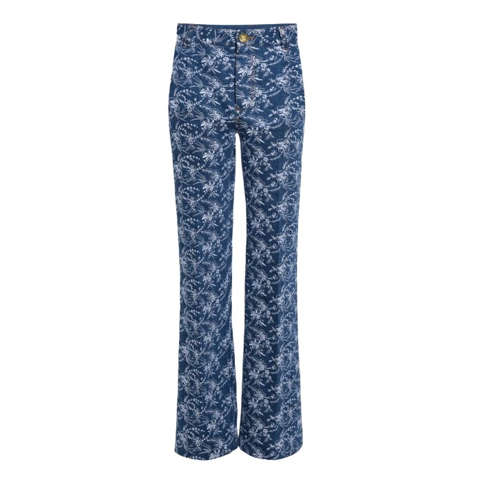 Chinoiserie-Embroidered-Blue-Denim-Trousers-Giambattista-Valli-Pants-738571_nobg Giambattista Valli Chinoiserie Embroidered Blue Denim Trousers - Giambattista Valli Pants - Romantic Couture - Shop at Luxury Shoes