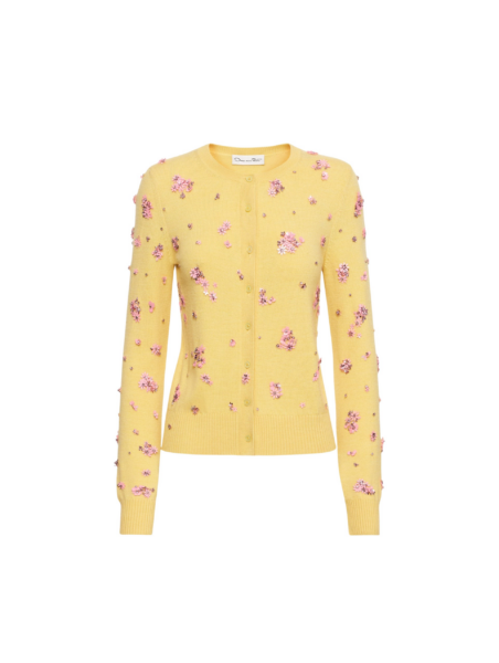 Oscar de la Renta Crystal Cluster Embroidered Cardigan - Oscar de la Renta Knitwear - American Couture - Shop at Luxury Shoes 