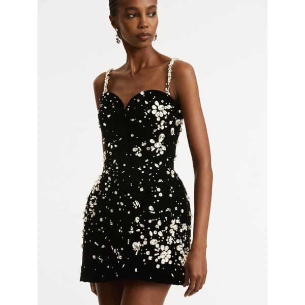 Oscar de la Renta Crystal Cluster Embroidered Dress - Oscar de la Renta Dresses - American Couture - Shop at Luxury Shoes 
