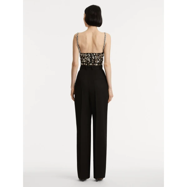 Oscar de la Renta Crystal Cluster Embroidered Jumpsuit - Oscar de la Renta Jumpsuit - American Couture - Shop at Luxury Shoes 