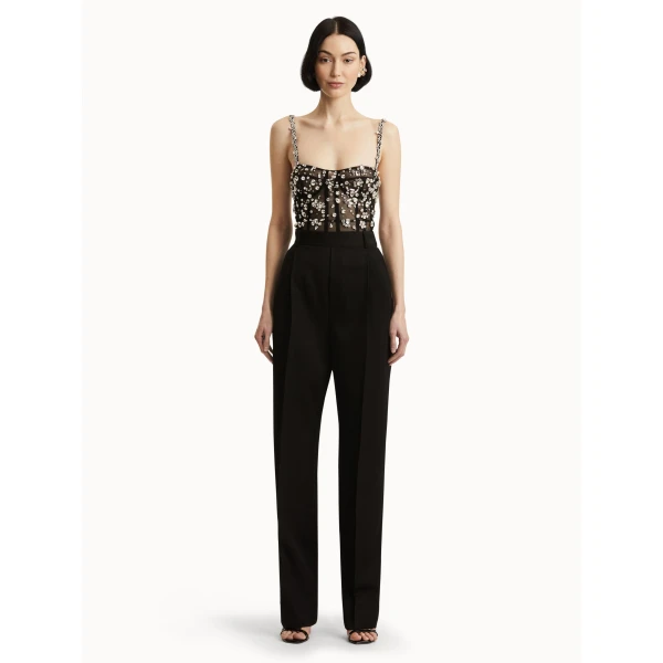 Oscar de la Renta Crystal Cluster Embroidered Jumpsuit - Oscar de la Renta Jumpsuit - American Couture - Shop at Luxury Shoes 