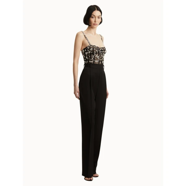 Oscar de la Renta Crystal Cluster Embroidered Jumpsuit - Oscar de la Renta Jumpsuit - American Couture - Shop at Luxury Shoes 
