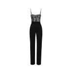 Oscar de la Renta Crystal Cluster Embroidered Jumpsuit - Oscar de la Renta Jumpsuit - American Couture - Shop at Luxury Shoes 