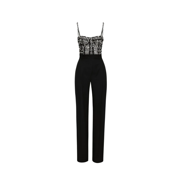 Oscar de la Renta Crystal Cluster Embroidered Jumpsuit - Oscar de la Renta Jumpsuit - American Couture - Shop at Luxury Shoes 