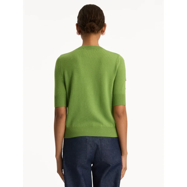 Oscar de la Renta Crystal Cluster Embroidered Pullover - Oscar de la Renta Knitwear - American Couture - Shop at Luxury Shoes 