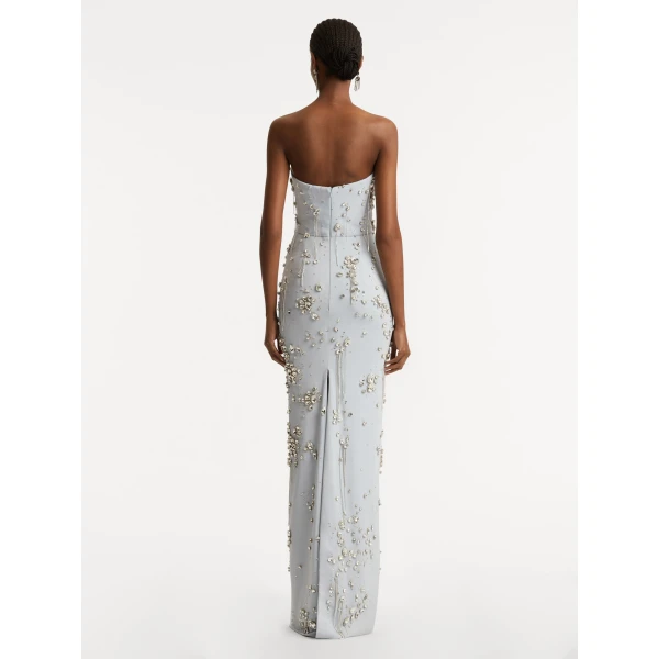 Oscar de la Renta Crystal Cluster Embroidered Strapless Gown - Oscar de la Renta Dresses - American Couture - Shop at Luxury Shoes 
