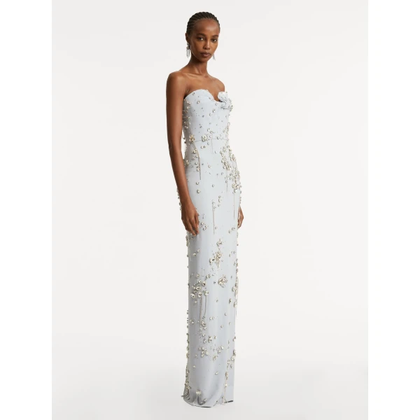 Oscar de la Renta Crystal Cluster Embroidered Strapless Gown - Oscar de la Renta Dresses - American Couture - Shop at Luxury Shoes 