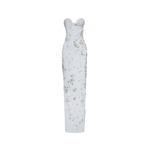 Oscar de la Renta Crystal Cluster Embroidered Strapless Gown - Oscar de la Renta Dresses - American Couture - Shop at Luxury Shoes 