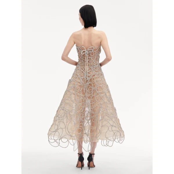 Oscar de la Renta Crystal Embroidered Cord Gown - Oscar de la Renta Dresses - American Couture - Shop at Luxury Shoes 