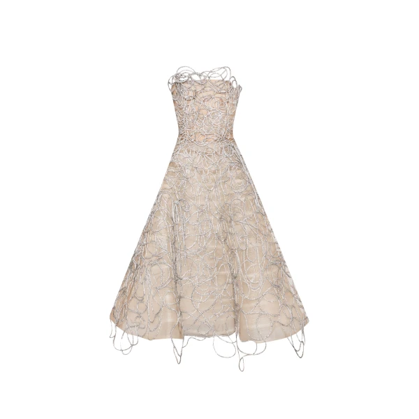 Oscar de la Renta Crystal Embroidered Cord Gown - Oscar de la Renta Dresses - American Couture - Shop at Luxury Shoes 