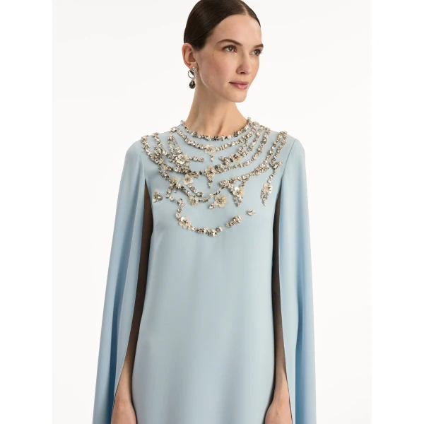 Oscar de la Renta Crystal Necklace Embroidered Caftan - Oscar de la Renta Dresses - American Couture - Shop at Luxury Shoes 