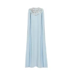 Oscar de la Renta Crystal Necklace Embroidered Caftan - Oscar de la Renta Dresses - American Couture - Shop at Luxury Shoes 