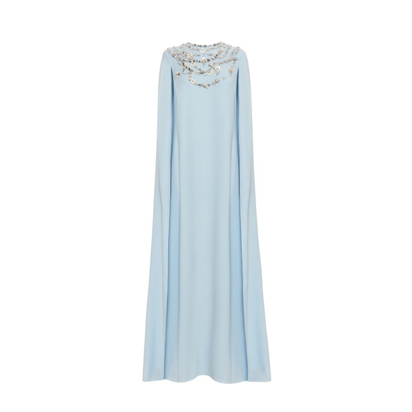 Oscar de la Renta Crystal Necklace Embroidered Caftan - Oscar de la Renta Dresses - American Couture - Shop at Luxury Shoes 