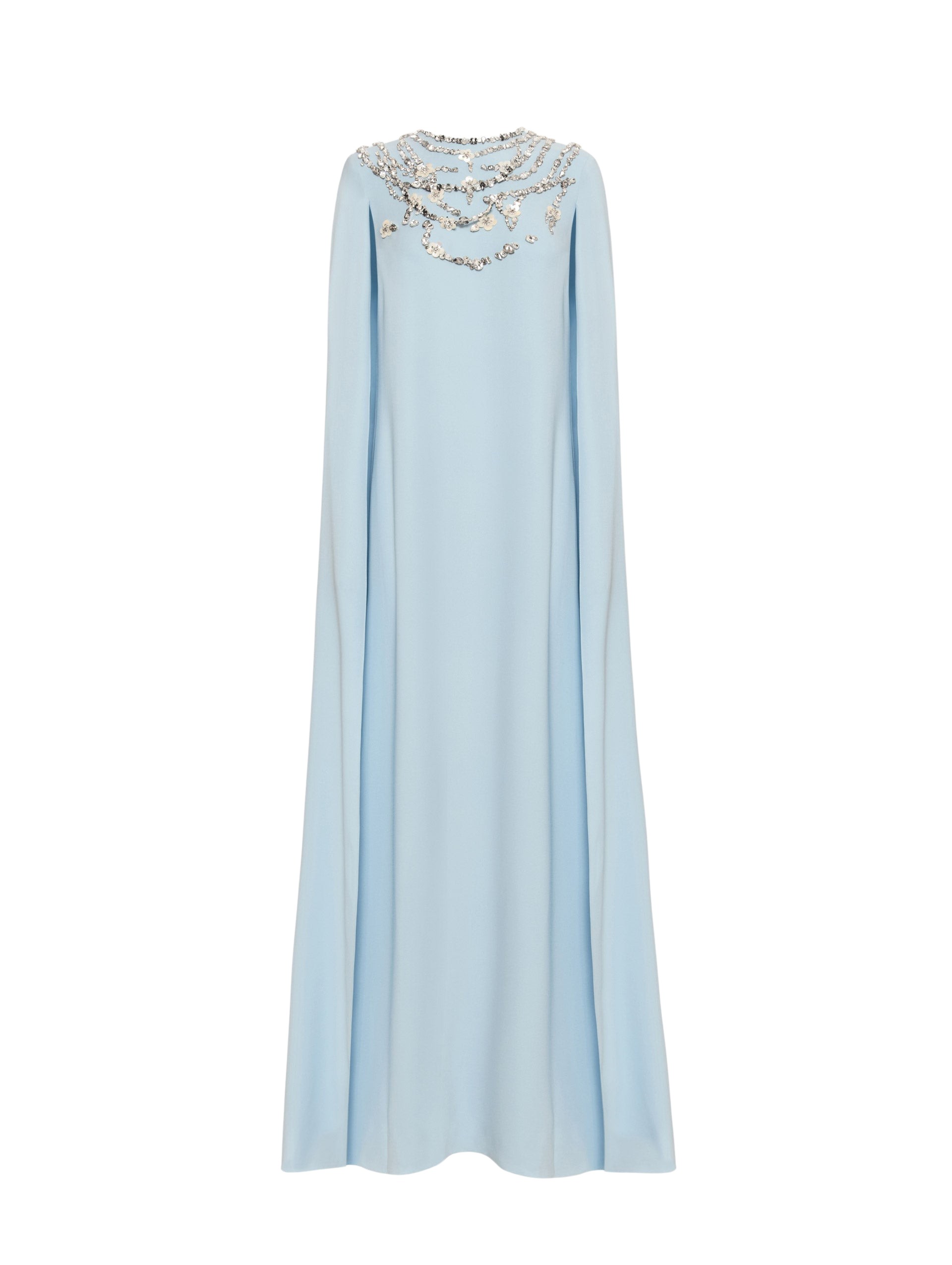 Oscar de la Renta Crystal Necklace Embroidered Caftan - Oscar de la Renta Dresses - American Couture - Shop at Luxury Shoes 