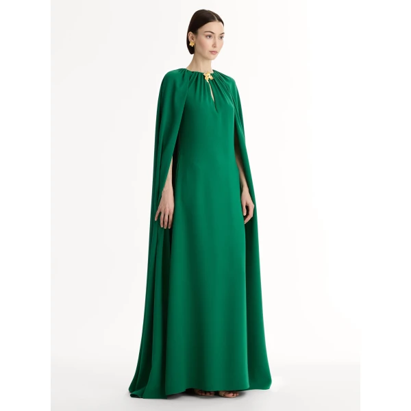 Oscar de la Renta Cyclamen-Detailed Georgette Caftan - Oscar de la Renta Dresses - American Couture - Shop at Luxury Shoes 