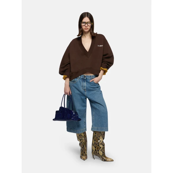 The Attico Dark Brown Sweatshirt - The Attico Tops - Designed by Gilda Ambrosio & Giorgia Tordini - Shop at Luxury Shoes 