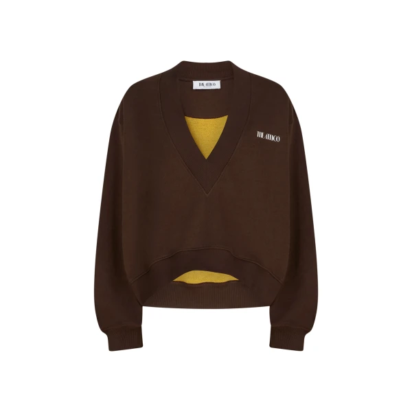 The Attico Dark Brown Sweatshirt - The Attico Tops - Designed by Gilda Ambrosio & Giorgia Tordini - Shop at Luxury Shoes 
