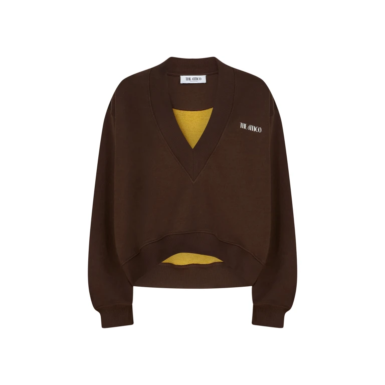 The Attico Dark Brown Sweatshirt - The Attico Tops - Designed by Gilda Ambrosio & Giorgia Tordini - Shop at Luxury Shoes 