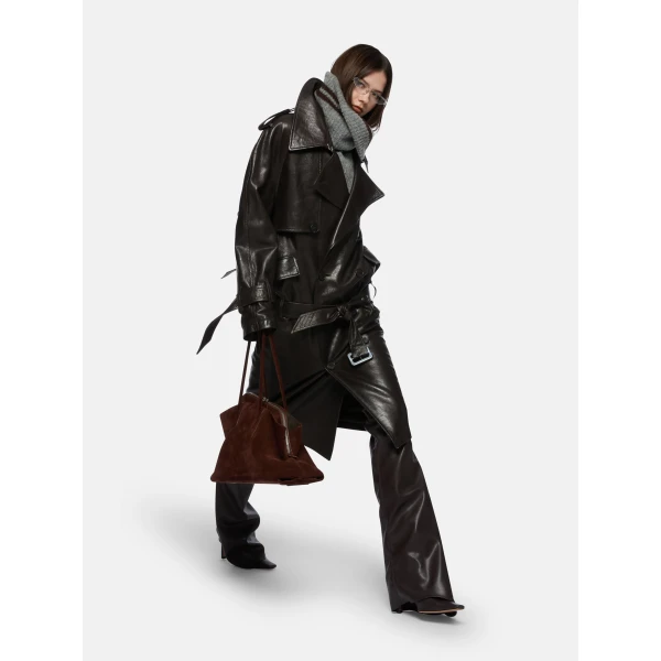 The Attico Dark Brown Trench - The Attico Coats - Designed by Gilda Ambrosio & Giorgia Tordini - Shop at Luxury Shoes 