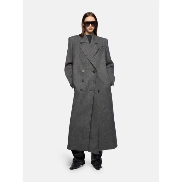The Attico Dark Grey Long Coat - The Attico Coats - Designed by Gilda Ambrosio & Giorgia Tordini - Shop at Luxury Shoes 