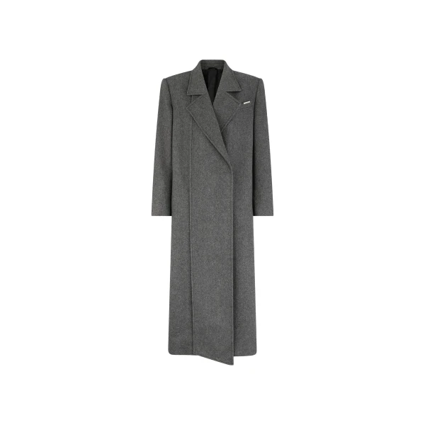 The Attico Dark Grey Long Coat - The Attico Coats - Designed by Gilda Ambrosio & Giorgia Tordini - Shop at Luxury Shoes 