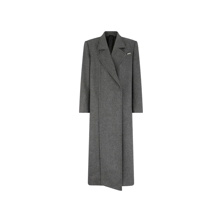 The Attico Dark Grey Long Coat - The Attico Coats - Designed by Gilda Ambrosio & Giorgia Tordini - Shop at Luxury Shoes 