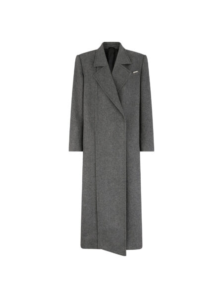 The Attico Dark Grey Long Coat - The Attico Coats - Designed by Gilda Ambrosio & Giorgia Tordini - Shop at Luxury Shoes 