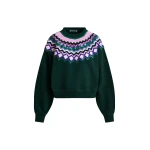 Essentiel Antwerp Dark green and multicolor cotton sweatshirt with sequin embellishments - Essentiel Antwerp Shirts - Colorful Belgian Design - Shop at Luxury Shoes 