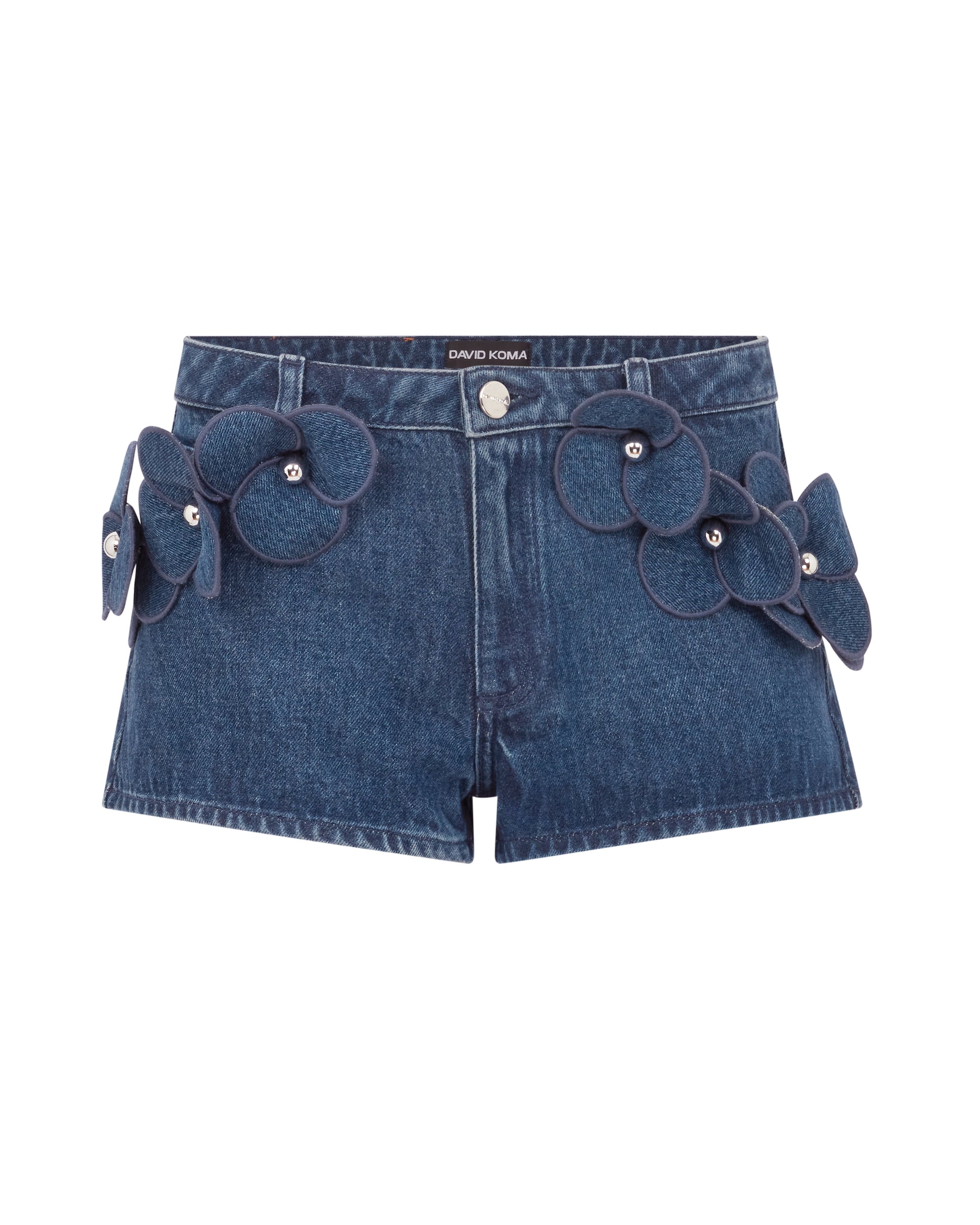 David Koma 3D Flower Denim Mini Shorts