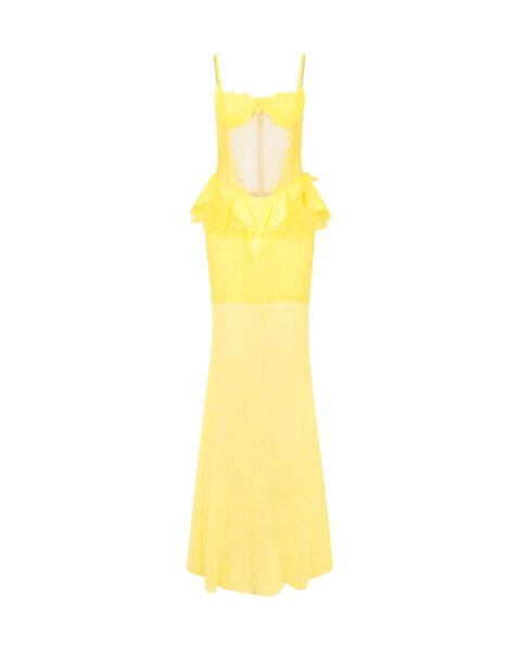 David Koma Peplum Lace Gown In Yellow