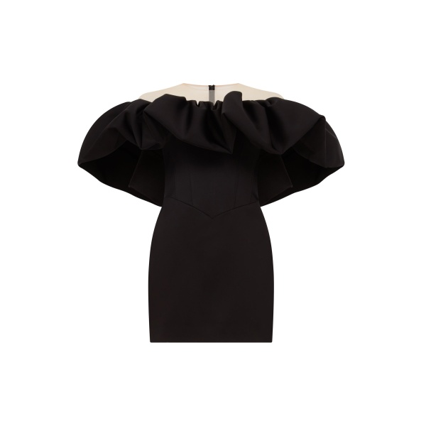 David Koma Puff Top Detail Satin Mini Dress