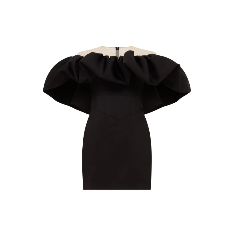 David Koma Puff Top Detail Satin Mini Dress