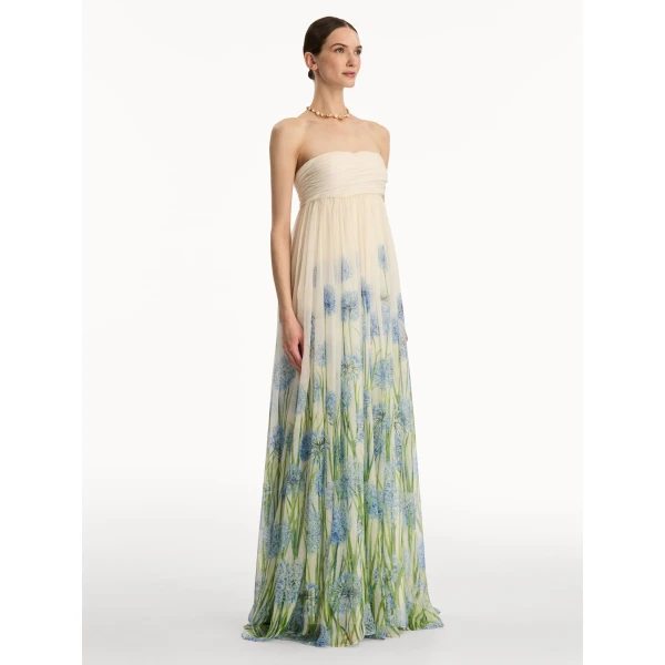 Oscar de la Renta Degradé Allium Chiffon Gown - Oscar de la Renta Dresses - American Couture - Shop at Luxury Shoes 