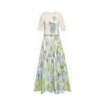 Oscar de la Renta Degradé Allium Cotton Poplin Dress - Oscar de la Renta Dresses - American Couture - Shop at Luxury Shoes 