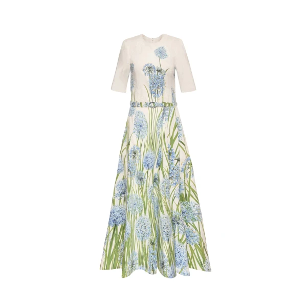 Oscar de la Renta Degradé Allium Cotton Poplin Dress - Oscar de la Renta Dresses - American Couture - Shop at Luxury Shoes 