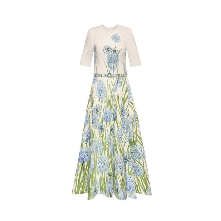 Oscar de la Renta Degradé Allium Cotton Poplin Dress - Oscar de la Renta Dresses - American Couture - Shop at Luxury Shoes 
