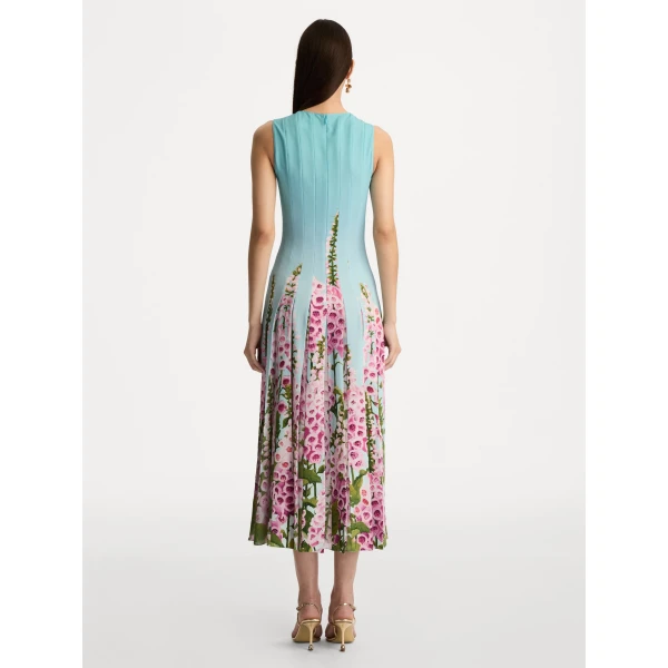 Oscar de la Renta Degradé Foxglove Chiffon Inset Dress - Oscar de la Renta Dresses - American Couture - Shop at Luxury Shoes 