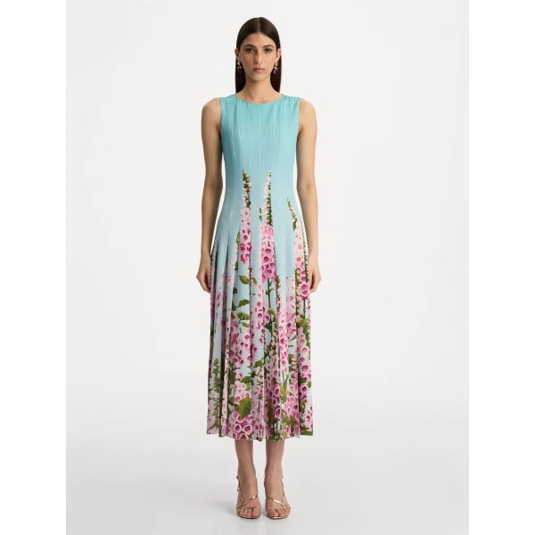 Oscar de la Renta Degradé Foxglove Chiffon Inset Dress - Oscar de la Renta Dresses - American Couture - Shop at Luxury Shoes 
