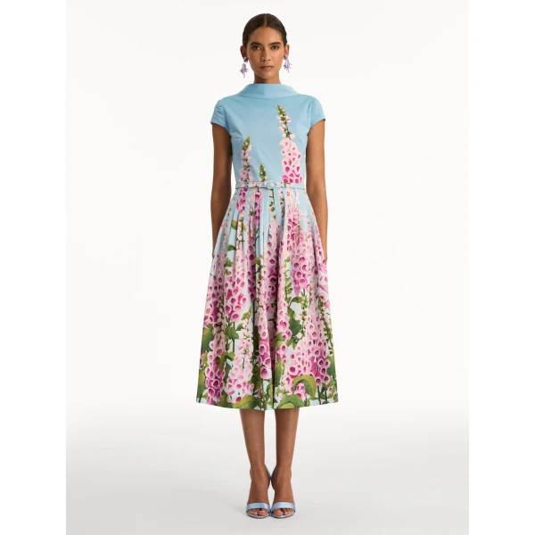 Oscar de la Renta Degradé Foxglove Cotton Poplin Dress - Oscar de la Renta Dresses - American Couture - Shop at Luxury Shoes 
