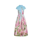 Oscar de la Renta Degradé Foxglove Cotton Poplin Dress - Oscar de la Renta Dresses - American Couture - Shop at Luxury Shoes 
