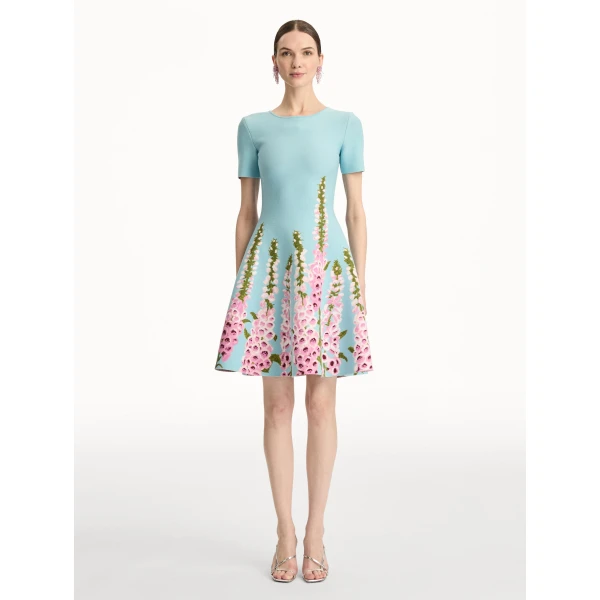 Oscar de la Renta Degradé Foxglove Jacquard Knit Dress - Oscar de la Renta Dresses - American Couture - Shop at Luxury Shoes 